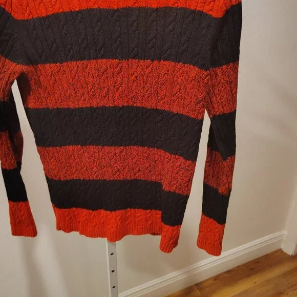Karen Scott Women's Red & Black Striped Sweater Size Medium Cotton - Picture 4 of 10